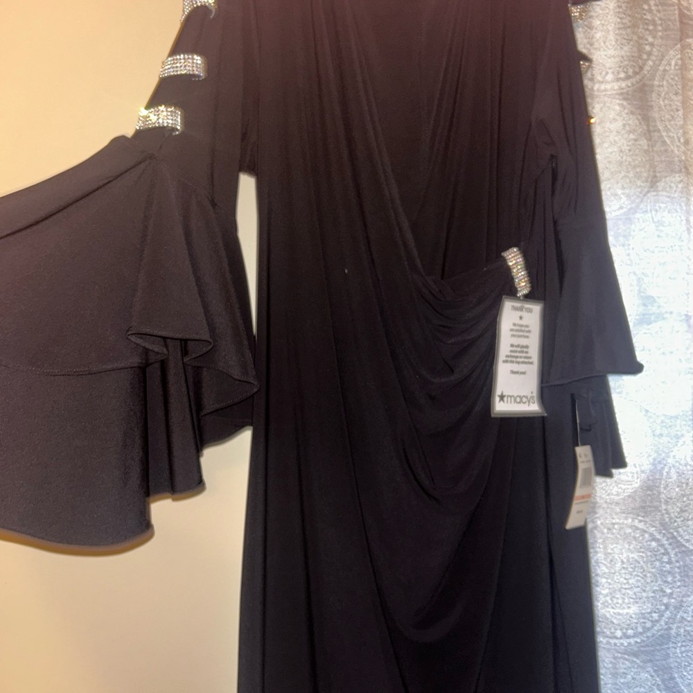 Chic Black Long Sleeve Dress with Silver Details